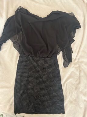Koton Party Wear Black Chiffon & Shimmer Cocktail Dress